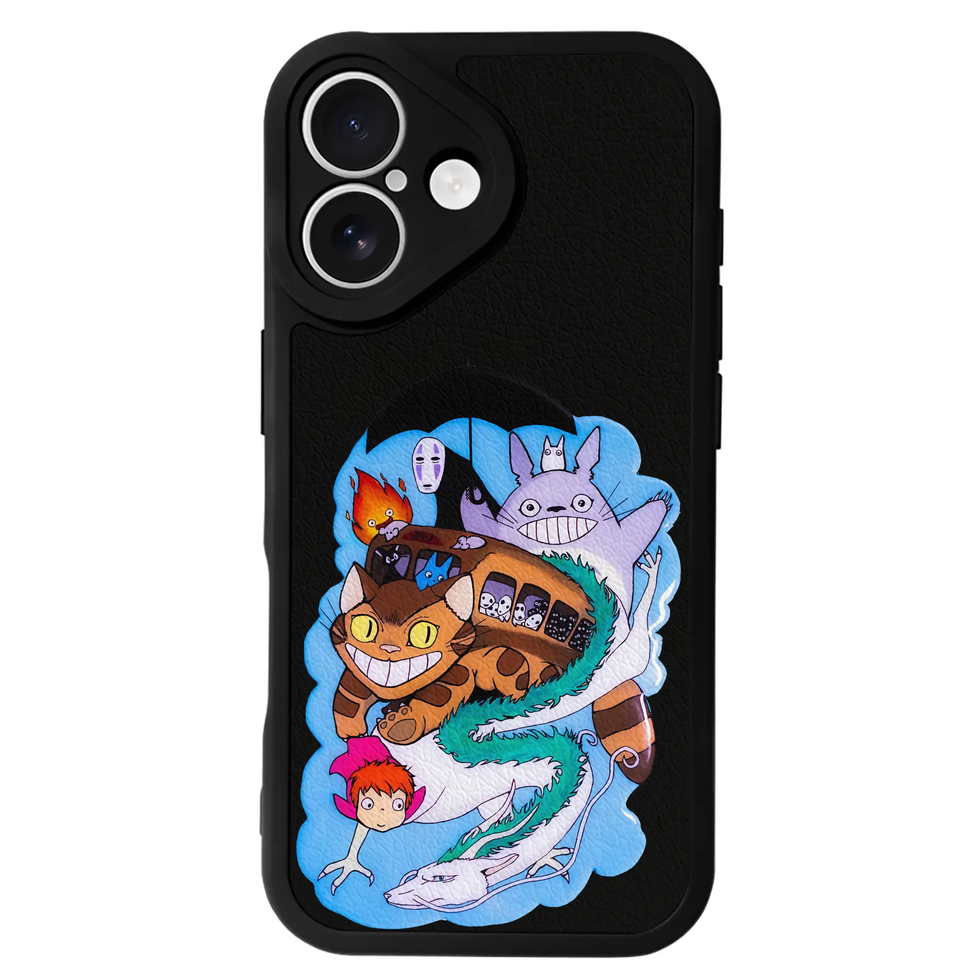 となりのトトロ グッズ トトロ - IPhone 16シリーズ対応 ・ シリコンスマホケース ・ レザー調 ・ 高精度フィット ・ 耐衝撃 ・ ワイヤレス充電対応 ・ 精密カット